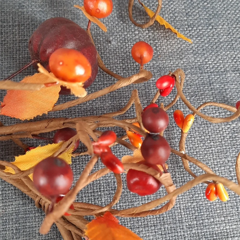 Wreath Candle Rings Set Artificial Bittersweet Seed Berry Miniature Pumpkin NWT